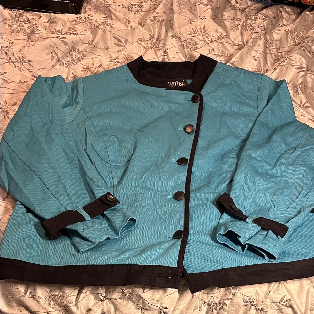 Bob Mackie Teal Jacket with Black Accents